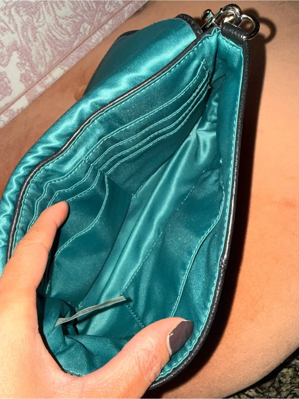 Black leather coach wristlet
